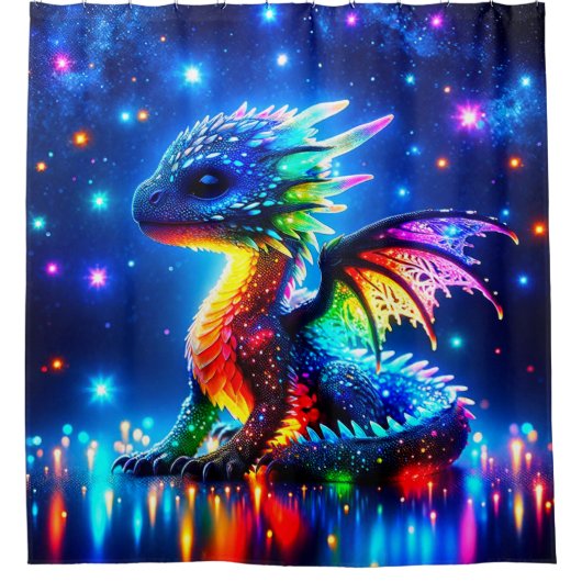 Colorful Baby Dragon Douchegordijn (Voorkant)