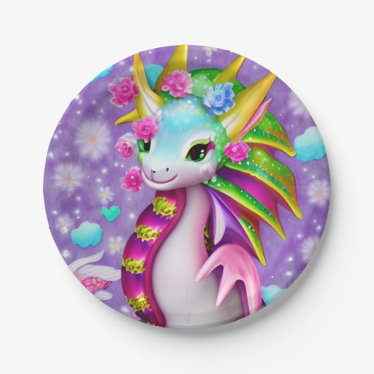 Colorful Baby Dragon Papieren Bordje (Voorkant)