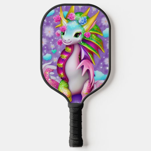 Colorful Baby Dragon Pickleball Paddle (Voorkant)