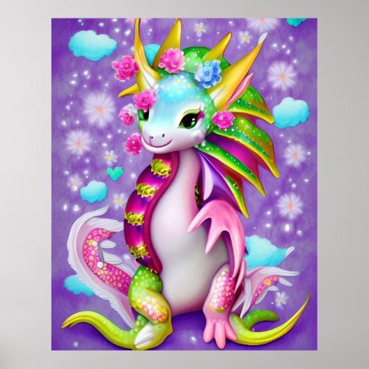Colorful Baby Dragon Poster (Voorkant)