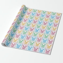 Colorful Baby Elephant Sketels Cadeaupapier