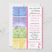 Colorful Baby Girl Birthday Uitnodiging (Achterkant)