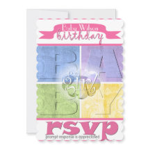 Colorful Baby Girl Birthday Uitnodiging