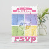 Colorful Baby Girl Birthday Uitnodiging (Staand voorkant)