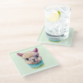 Colorful Baby Lama Glazen Onderzetter (Schuin)