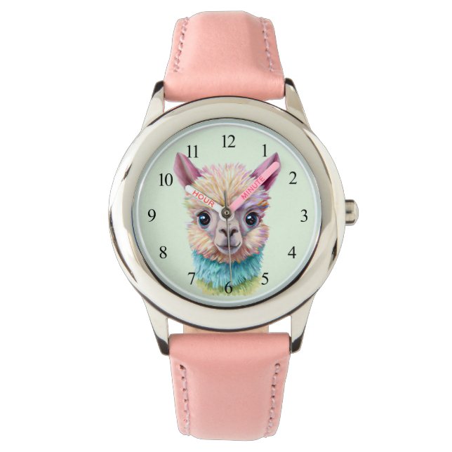 Colorful Baby Lama Horloge (Voorkant)