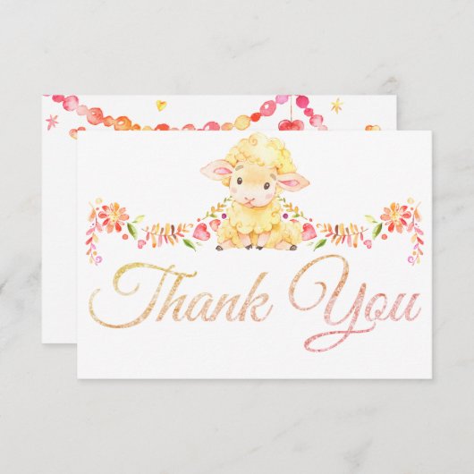 Colorful Baby Sheep / Lamb Hartelijk dank Bedankkaart (Voorkant / Achterkant)