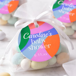 Colorful Baby Shower Abstract Waves Modern Custom Bedankjes Labels