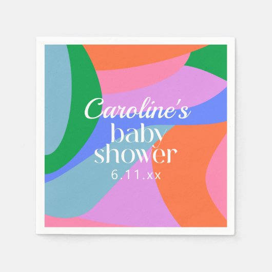 Colorful Baby Shower Abstract Waves Modern Custom Servet (Voorkant)