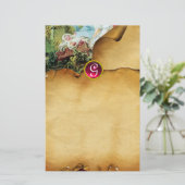 COLORFUL BABY SHOWER Bruin Parchment Ruby Monogram Briefpapier (Staand voorkant)