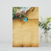 COLORFUL BABY SHOWER Parchment Blue Gem Monogram Briefpapier (Staand voorkant)