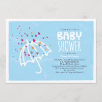 Colorful Baby shower Umbrella Invitation