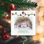 Colorful Baby's First Kerstlampjes Keramisch Ornament<br><div class="desc">Colorful Baby's First kerstlampjes Foto's Keramisch Ornament is de perfecte keuze voor de eerste kerstdag van de baby! Cute, Moderne, maar Robuuste Ornamenten voor kerstfeestdagen met schattige kleine retroflectoren en moderne typografie. Voeg je favoriete foto toe voor het perfecte ornament! Neem contact met ons op via cedarandstring@gmail.com als u hulp...</div>