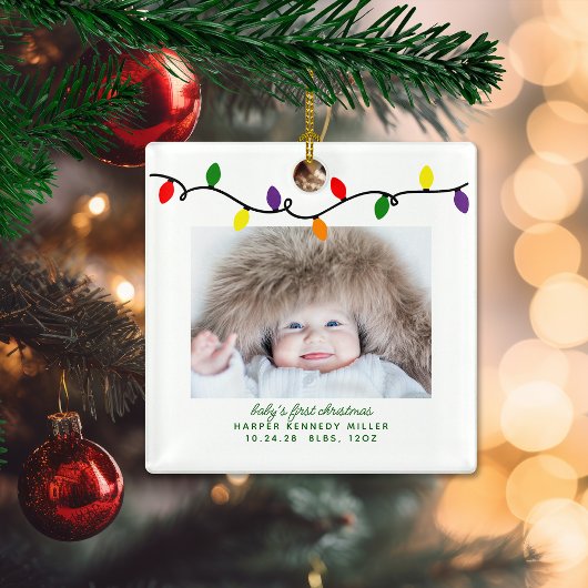 Colorful Baby's First Kerstlampjes Keramisch Ornament