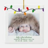 Colorful Baby's First Kerstlampjes Keramisch Ornament (Achterkant)