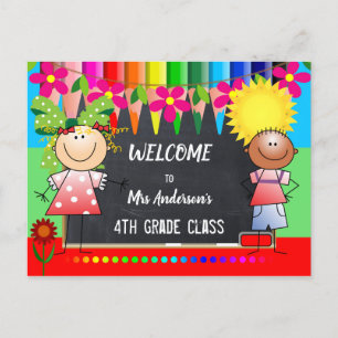 Colorful Back to School Chalkboard Briefkaart