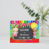 Colorful Back to School Chalkboard Briefkaart (Staand voorkant)