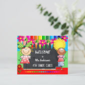Colorful Back to School Chalkboard Briefkaart (Staand voorkant)