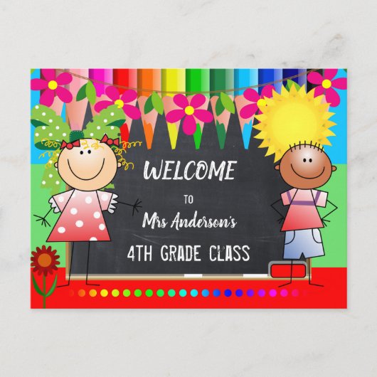 Colorful Back to School Chalkboard Briefkaart (Voorkant)