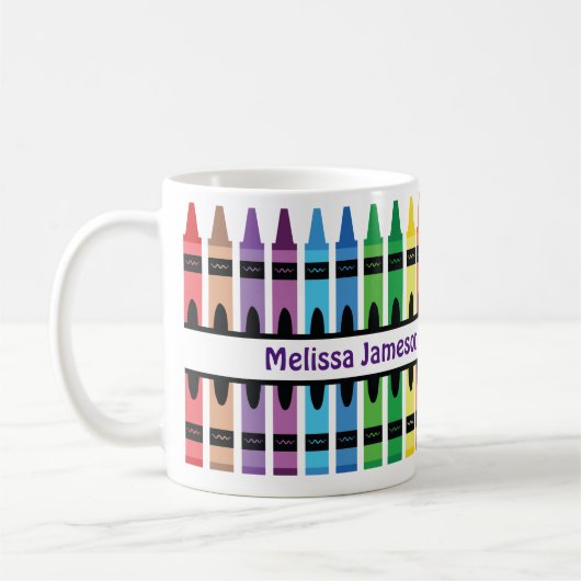 Colorful Back to School Name Monogram Crayon Koffiemok (Links)