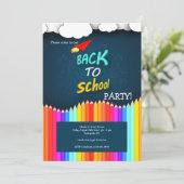 Colorful Back to School Party Invitation Kaart (Staand voorkant)
