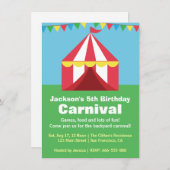 Colorful Backyard Carnival Birthday Party Kaart (Voorkant / Achterkant)