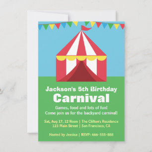 Colorful Backyard Carnival Birthday Party Kaart