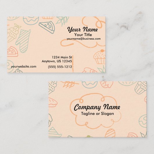 Colorful Bakery Sketch Visitekaartje (Voorkant / Achterkant)