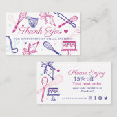 Colorful Baking & Cooking Utensile Hartelijk dank Visitekaartje (Voorkant / Achterkant)