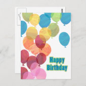 Colorful Balballon Birthday Briefkaart (Voorkant / Achterkant)