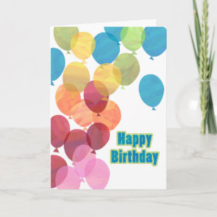 Colorful Balballon Birthday Kaart