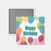 Colorful Balballon Birthday Magneet (Voorkant / Achterkant)