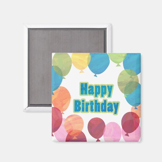 Colorful Balballon Birthday Magneet (Voorkant / Achterkant)
