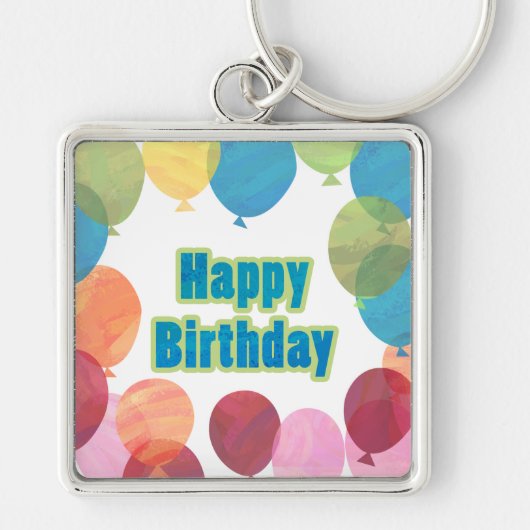 Colorful Balballon Birthday Sleutelhanger (Voorkant)