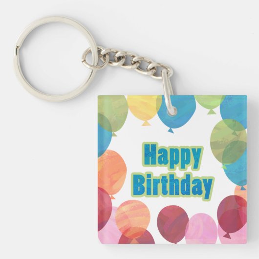 Colorful Balballon Birthday Sleutelhanger (Voorkant)