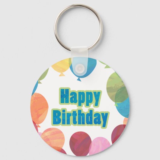 Colorful Balballon Birthday Sleutelhanger (Voorkant)