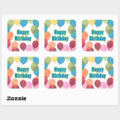 Colorful Balballon Birthday Vierkante Sticker (Vel)