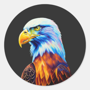 Colorful Bald Eagle Art Ronde Sticker