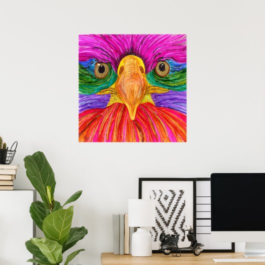 Colorful Bald Eagle Poster 24x24 inch (Thuiskantoor)