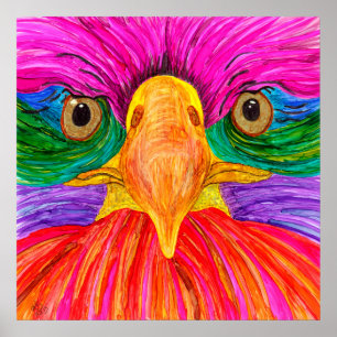 Colorful Bald Eagle Poster 24x24 inch