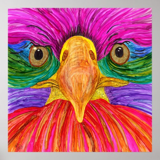 Colorful Bald Eagle Poster 24x24 inch (Voorkant)