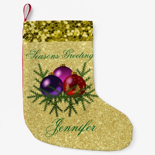 Colorful Ball Ornamenten Gold Faux Glitter Kleine Kerstsok (Voorkant)