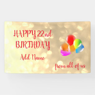 Colorful ballonontwerp Happy 22nd Birthday Spandoek