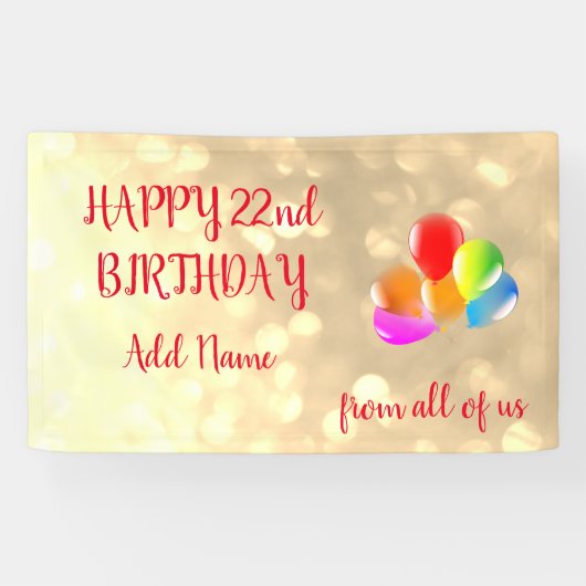 Colorful ballonontwerp Happy 22nd Birthday Spandoek (Horizontaal)