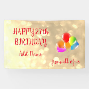 Colorful ballonontwerp Happy 27th Birthday Spandoek