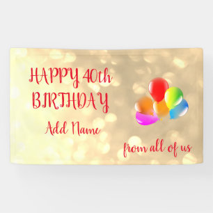 Colorful ballonontwerp Happy 40th Birthday Spandoek