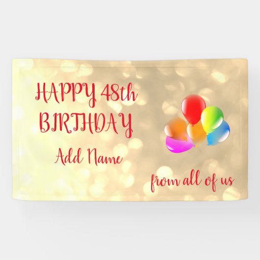 Colorful ballonontwerp Happy 48th Birthday Spandoek (Horizontaal)