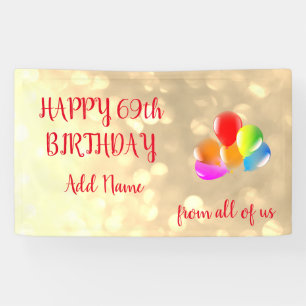 Colorful ballonontwerp Happy 69th Birthday Spandoek