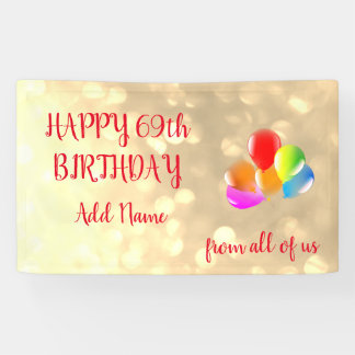 Colorful ballonontwerp Happy 69th Birthday Spandoek