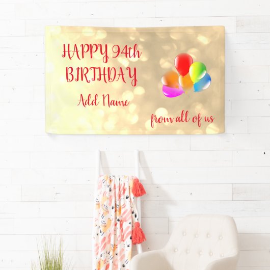 Colorful ballonontwerp Happy 94th Birthday Spandoek (Insitu)